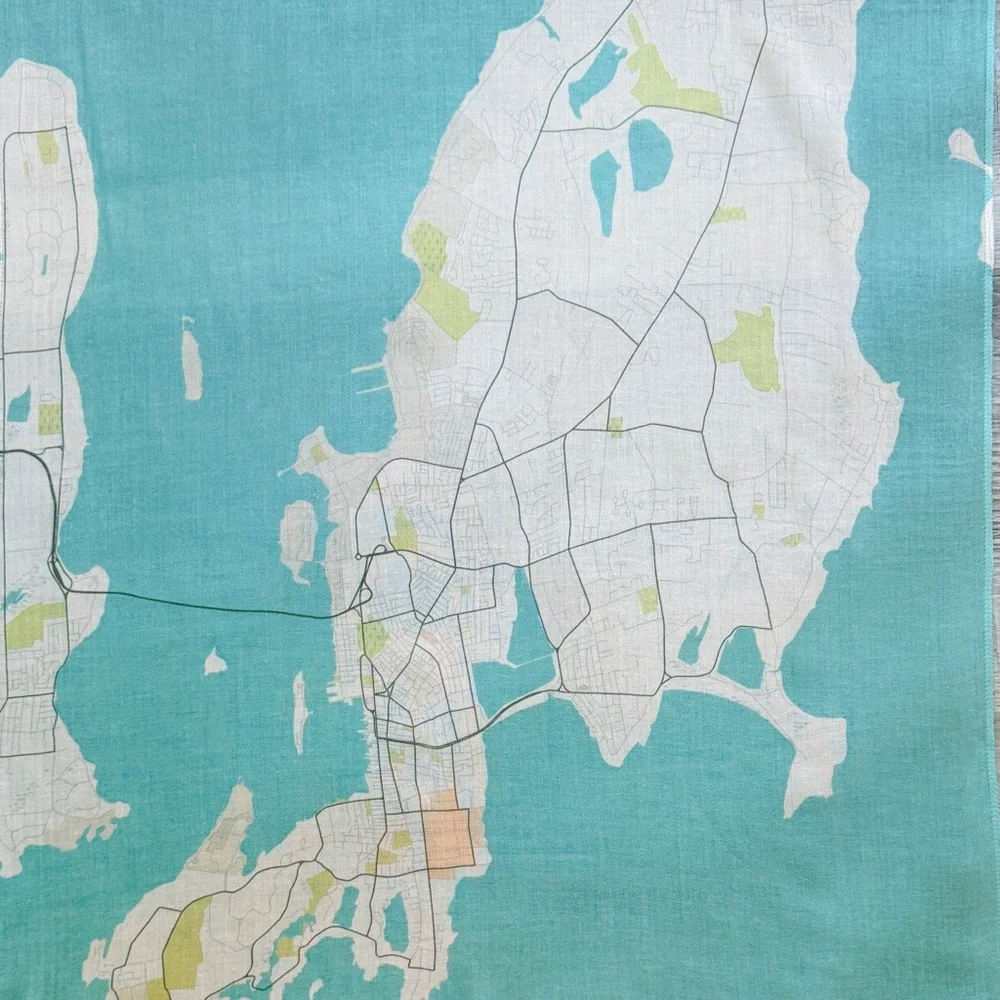 NEW with TAGS Elegant Wrap with map of Aquidneck Island, Newport Rhode Island
